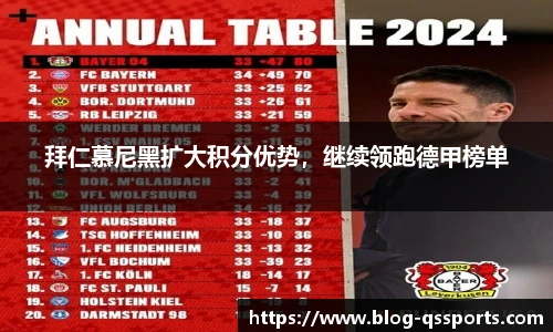 拜仁慕尼黑扩大积分优势，继续领跑德甲榜单